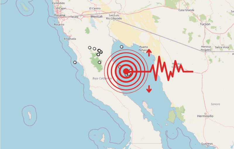 &nbsp;Sismo en Baja California. ESPECIAL / SSN