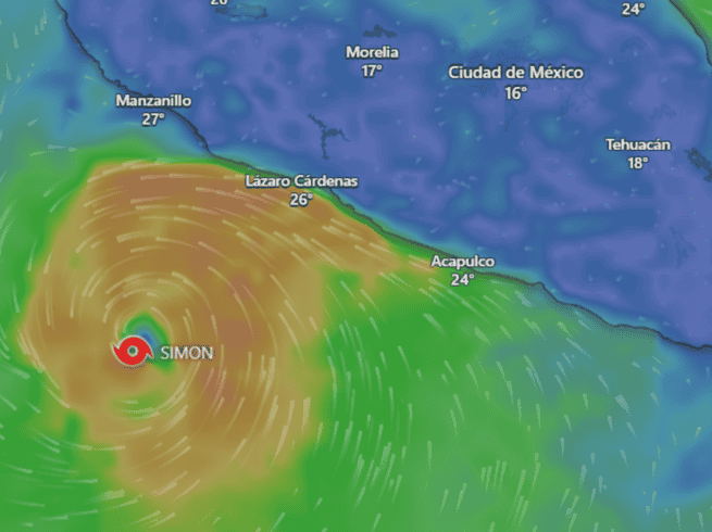Este 2026, México prevé entre 18 y 21 ciclones con nombre en el Pacífico, de los cuales entre cuatro y cinco podrían ser huracanes mayores. ESPECIAL / WINDY