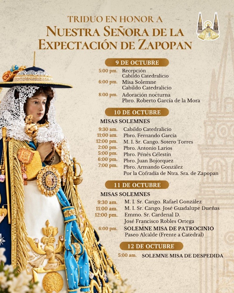 Programa del Triduo en la Catedral de Guadalajara. ESPECIAL