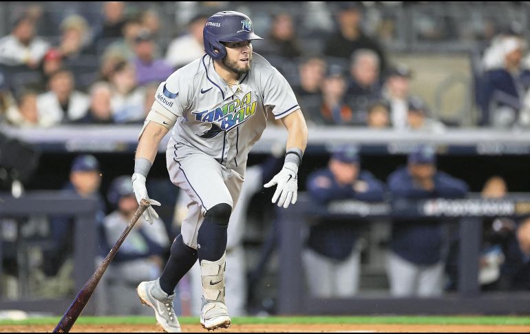 Jonathan Aranda  destacó en los tres encuentros de la Serie Divisional ante los Yankees y contribuyó al avance de Tampa Bay. AFP