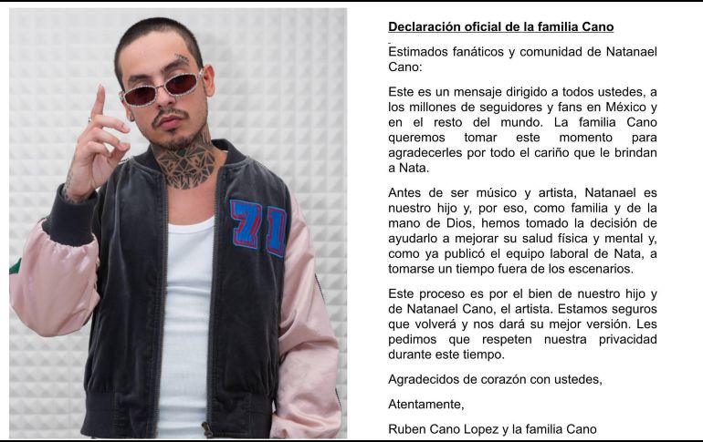 Esto es lo que dice el comunicado de la familia de Natanael Cano respecto a la salud del artista. ESPECIAL / INSTAGRAM @NatanaelCano/ X :@NatanaelCanoNew