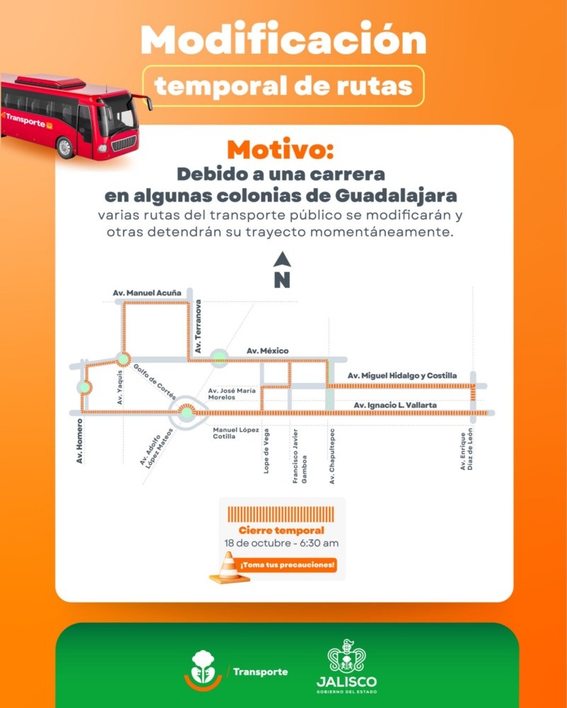 Habrá cierres viales y cambios al transporte por evento deportivo este domingo. ESPECIAL&nbsp;