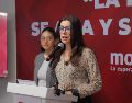 La secretaria de Comunicación del Comité Estatal de Morena Jalisco, Joselyn Hernández Sánchez, en rueda de prensa este lunes. ESPECIAL