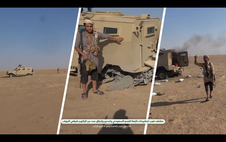 Imagen difundida por el centro de comunicación militar de los hutíes que muestra escenas de la ofensiva rebelde contra las Fuerzas yemeníes respaldadas por Arabia en Al-Jawf, noroeste de Yemen. EFE