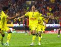 Kevin Álvarez selló la goleada del América sobre el Atlas con un disparo cruzado rasante que entró junto al poste a los 79. EL INFORMADOR/A. Navarro