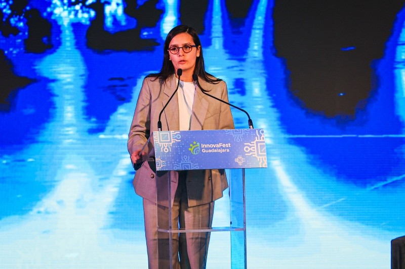 Ximena Escobedo durante el acto inaugural del InnovaFest Guadalajara. EL INFORMADOR/J. Acosta