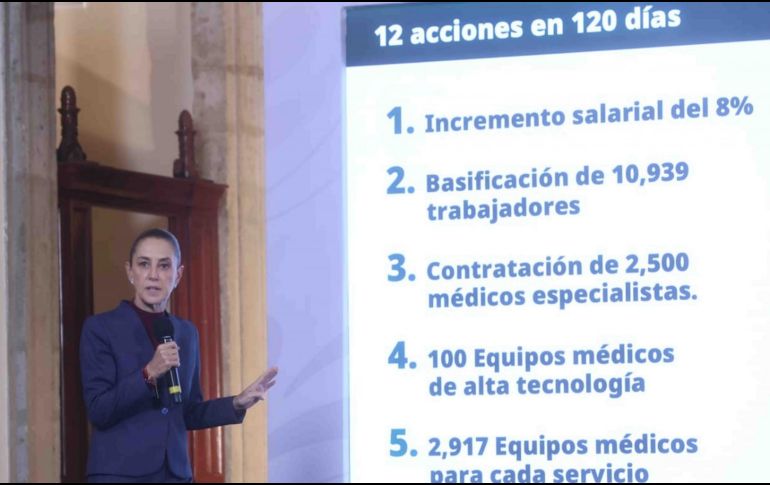 Sheinbaum y el director general del IMSS presentaron un plan emergente compuesto por 12 acciones que se ejecutará en un plazo de 120 días. SUN / L. Camacho