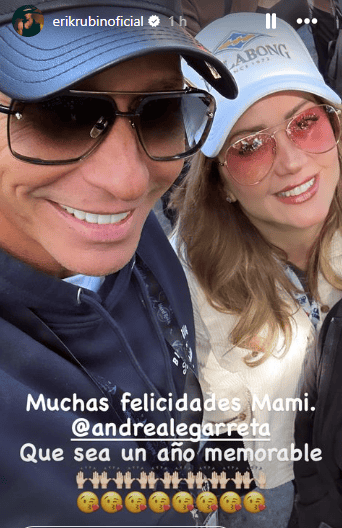  Erik Rubín también felicitó a Andrea Legarreta. INSTAGRAM/ erikrubinoficial