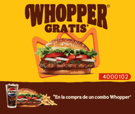 Burger King se une con la celebración, en la compra de un combo Whopper, llévate una Whopper gratis.  ESPECIAL/Burger King