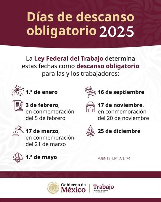 Días de descanso por la Ley Federal Del Trabajo