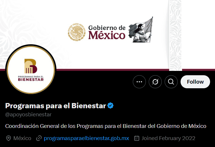  Red social verificada de Programas del Bienestar en la plataforma de X. ESPECIAL