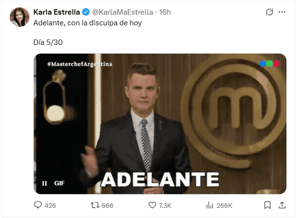   Quinta disculpa. X / @KarlaMaEstrella