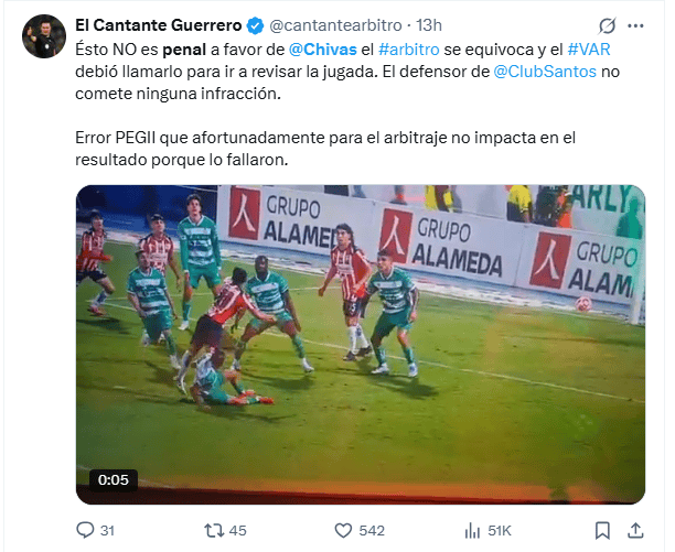   Denuncias a través de X por parte de aficionados de Chivas contra el arbitraje del presente torneo Apertura 2025 de la Liga MX. X / @cantantearbitro