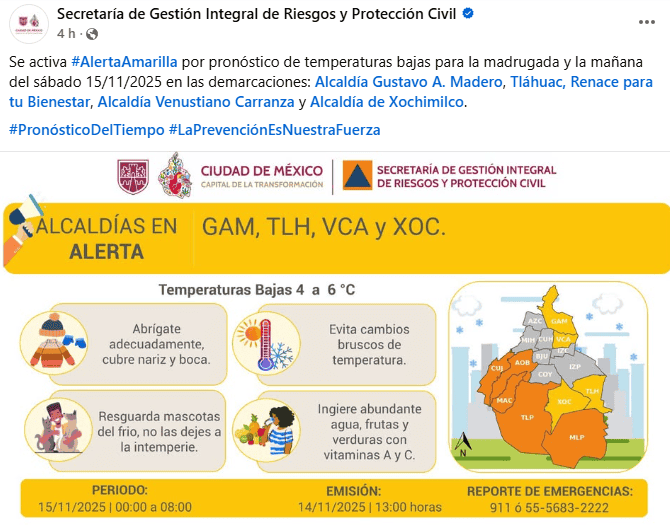 FACEBOOK / Secretaría de Gestión Integral de Riesgos y Protección Civil 