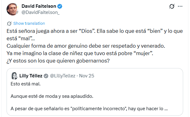  Respuesta de David Faitelson para la senadora Lilly Téllez. X / @DavidFaitelson_