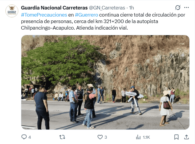  Publicación de la Guardia Nacional. X / @GN_Carreteras