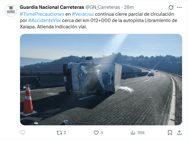 &nbsp;Publicación de la Guardia Nacional. X / @GN_Carreteras