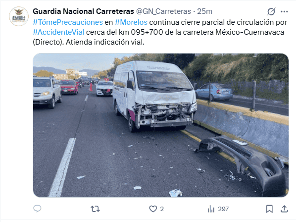 &nbsp;Publicación de la Guardia Nacional. X / @GN_Carreteras