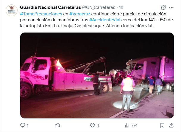 &nbsp;&nbsp;Publicación de la Guardia Nacional. X / @GN_Carreteras