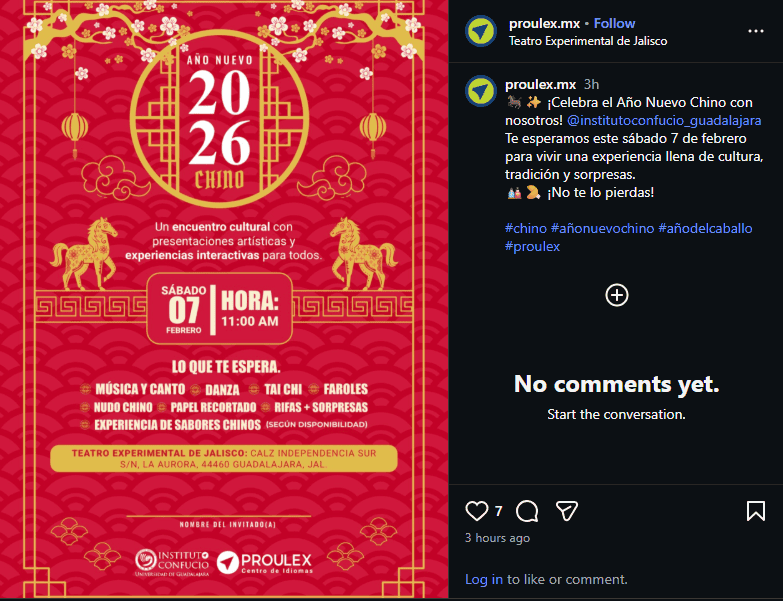 Esta celebración organizada por el Instituto Confucio busca no solo ofrecer entretenimiento, sino también fomentar el aprendizaje y la apreciación cultural. INSTAGRAM / @proulex.mx