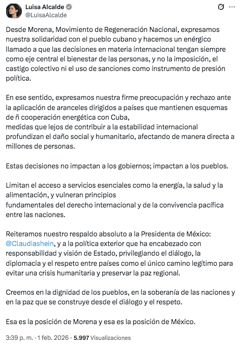 X / @LuisaAlcalde&nbsp;