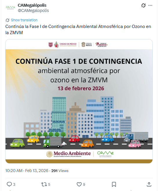 &nbsp;Notificación de la CAMe. X / @CAMegalopolis