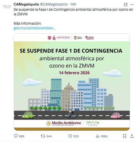 &nbsp;Notificación de la CAMe. X / @CAMegalopolis