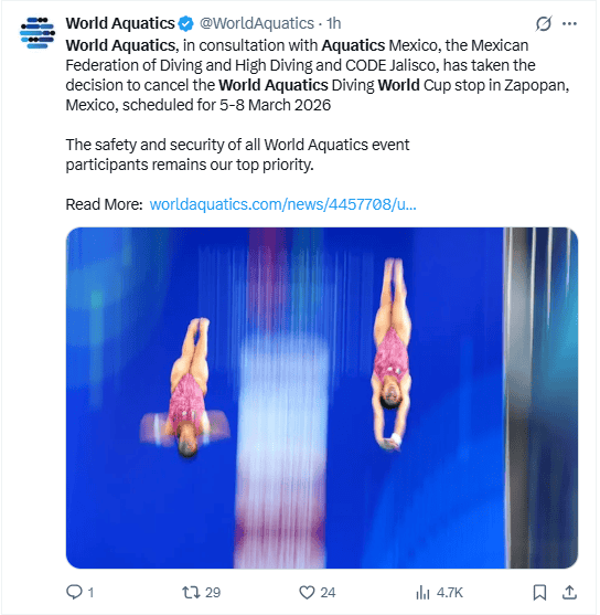 &nbsp;X / @WorldAquatics