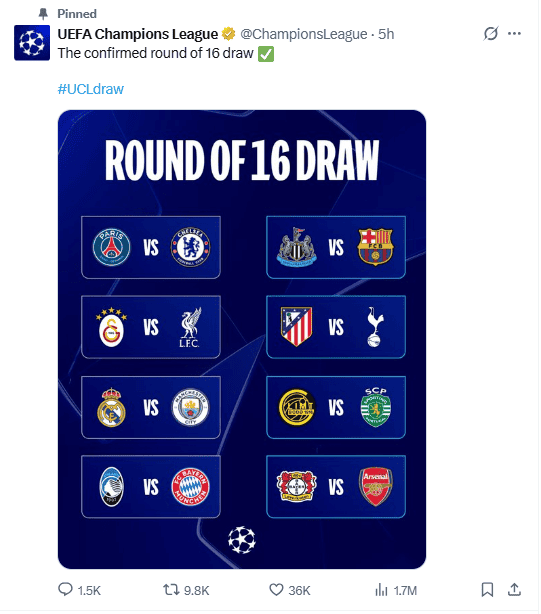 &nbsp;La UEFA definió los encuentros tras el sorteo de este viernes. X / @ChampionsLeague