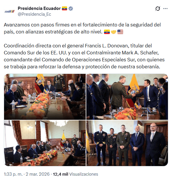 X / @Presidencia_Ec&nbsp;