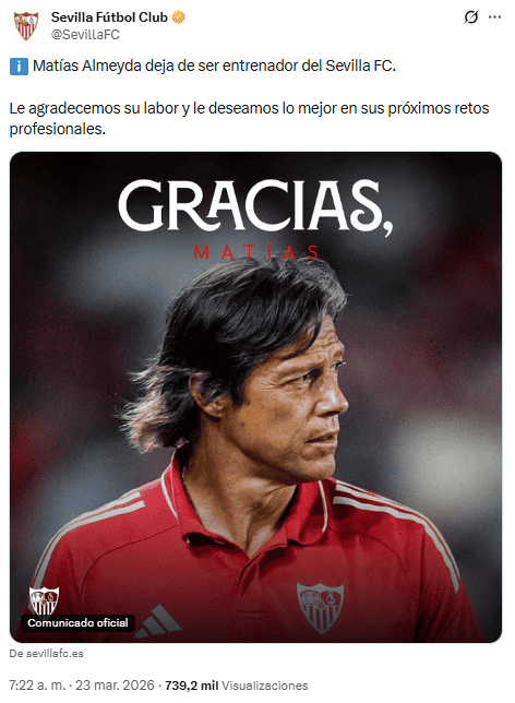 X / @SevillaFC&nbsp;