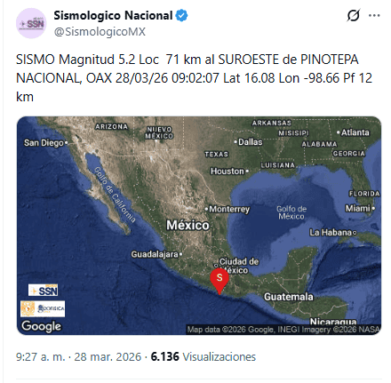 X / @SismologicoMX&nbsp;