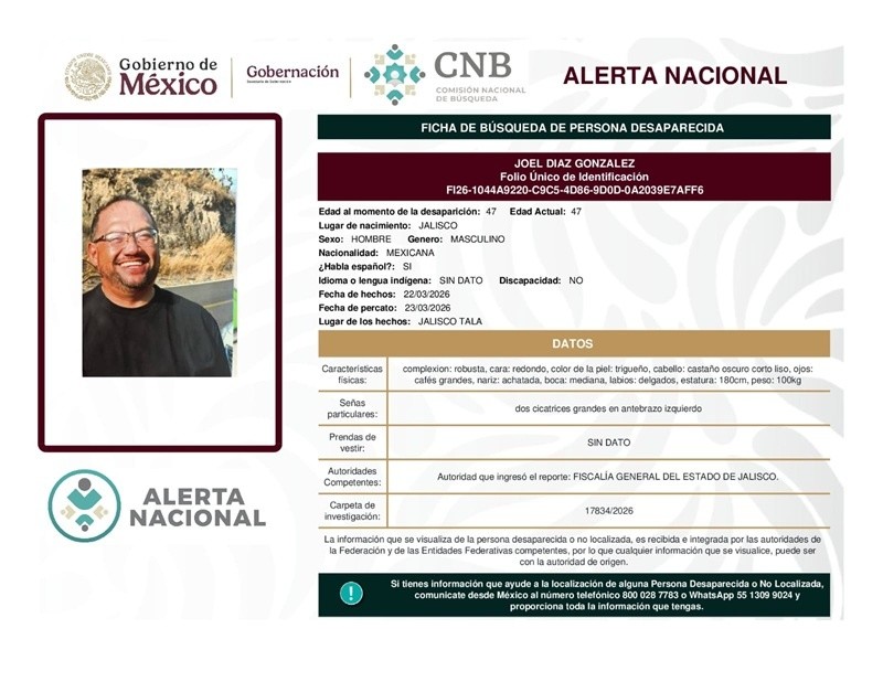 Joel Díaz González, conductor de plataforma, desapareció el día 22 de marzo&nbsp;