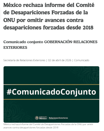 &nbsp;Comunicado conjunto de Gobernación-Relaciones Exteriores. ESPECIAL