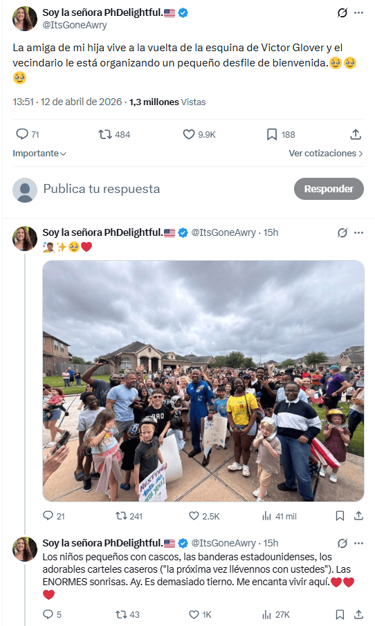 Glover regresa a casa y es recibido por sus vecinos. X / @ItsGoneAwry&nbsp;