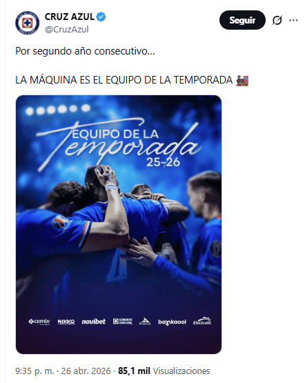 X / @CruzAzul&nbsp;