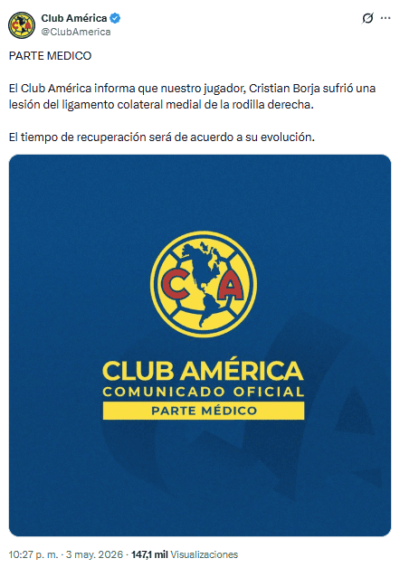 X / @ClubAmerica&nbsp;