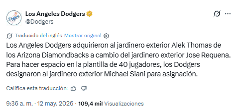 X / @Dodgers&nbsp;