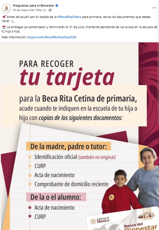 FACEBOOK / Programas para el Bienestar&nbsp;