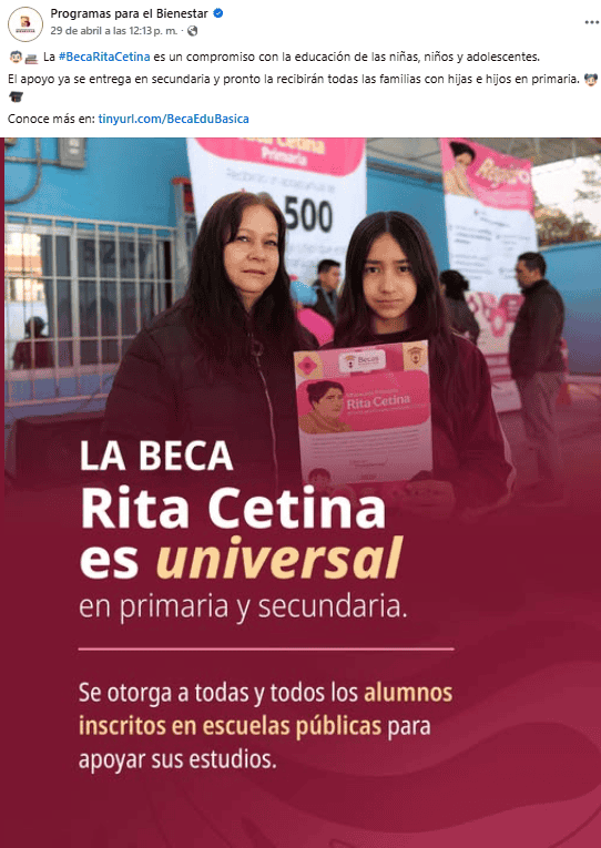 FACEBOOK / Programas para el Bienestar &nbsp;