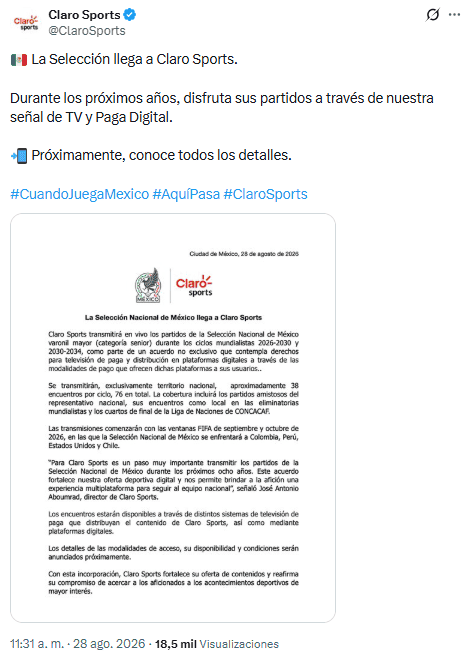 X / @ClaroSports&nbsp;