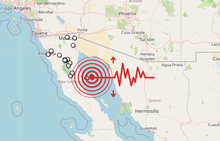 &nbsp;Sismo en Baja Califronia. ESPECIAL / SSN