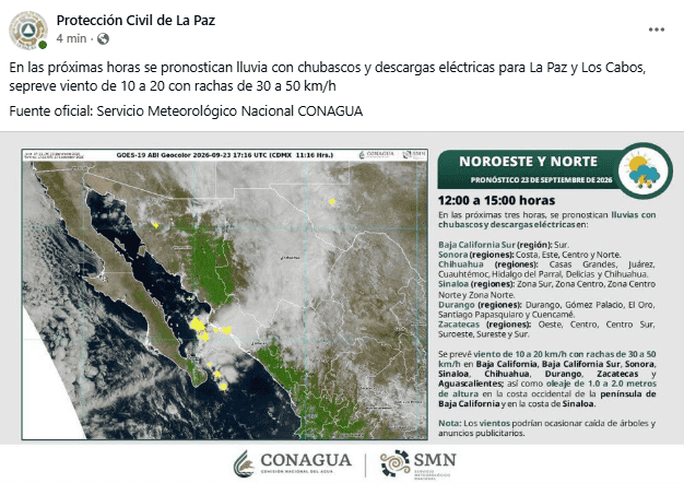 FACEBOOK / Protección Civil de La Paz&nbsp;
