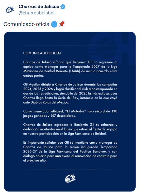 X / @charrosbeisbol&nbsp;